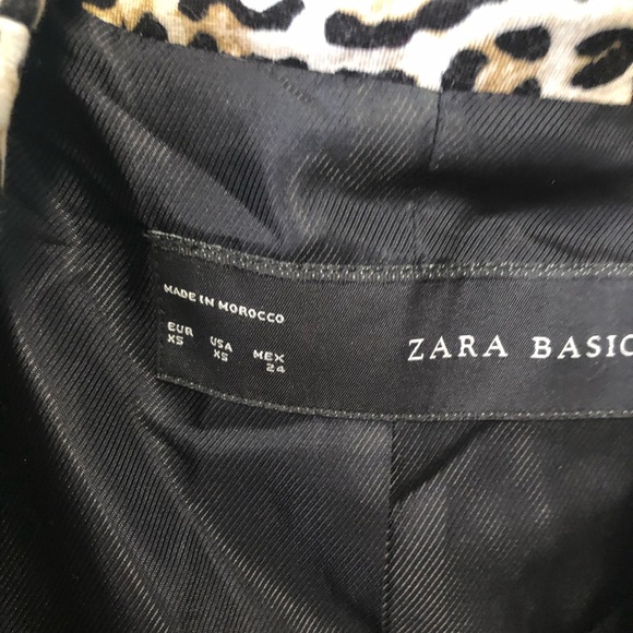 Zara Leopard Animal Print One Button Blazer Tuxedo Jacket - Picture 2 of 5